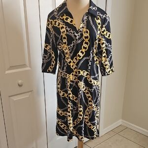 Jc..McLaughton Jersey Knit Midi Dress Chain Pattern. XL